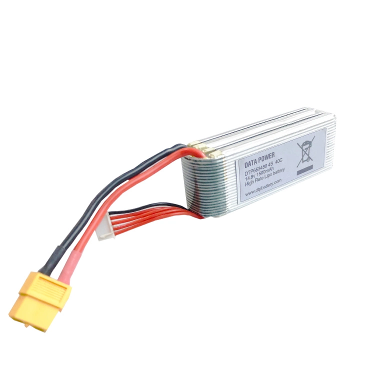 14.8V Drone Power Module 1500mAh 40c Drone แบตเตอรี่ลิธีโอ Dtp 653480-4s 2